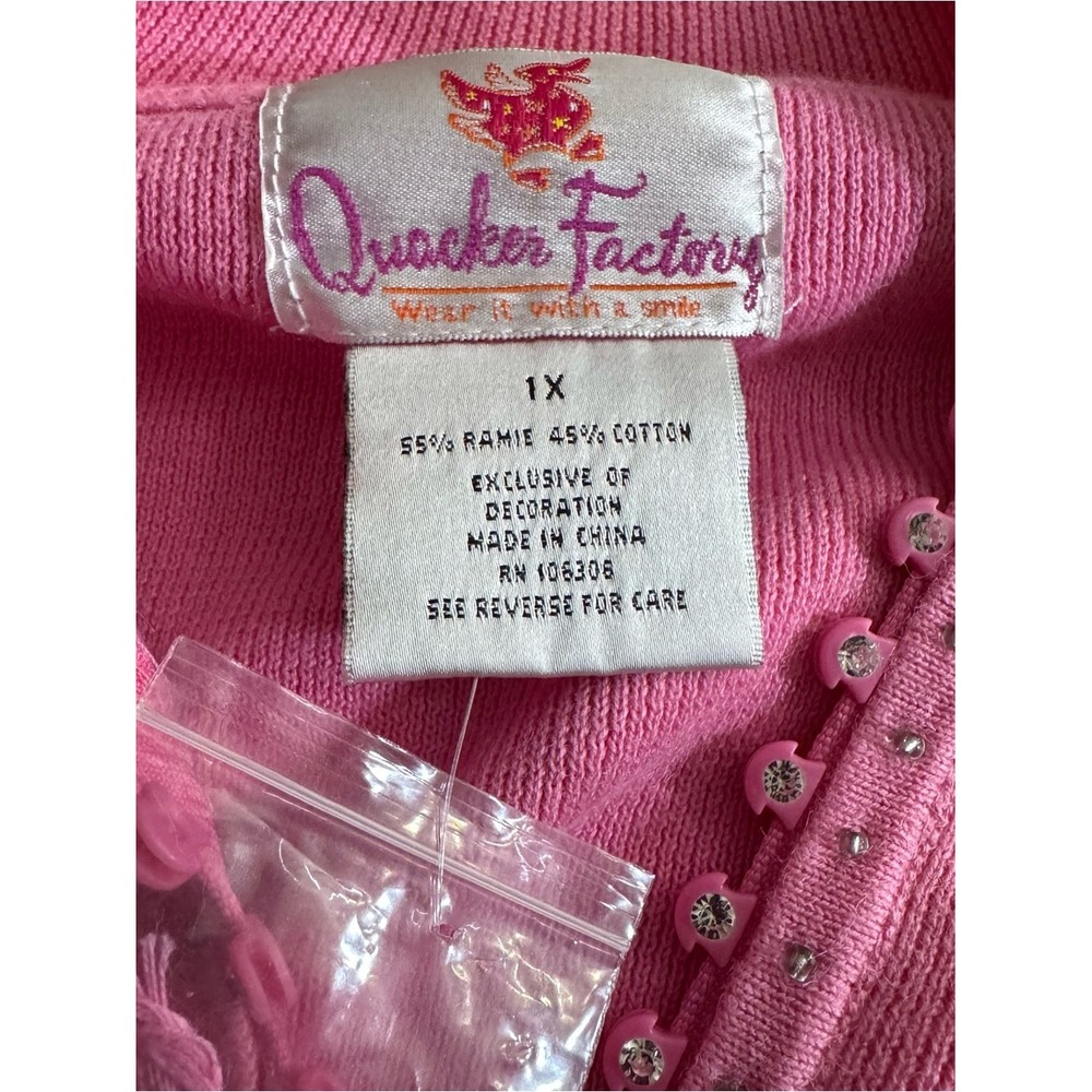 Quacker Factory Pink Rhinestone Zip-Up Cardigan - Picture 5 of 12